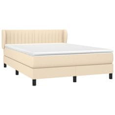 Vidaxl Box spring postelja z vzmetnico krem 140x200 cm blago