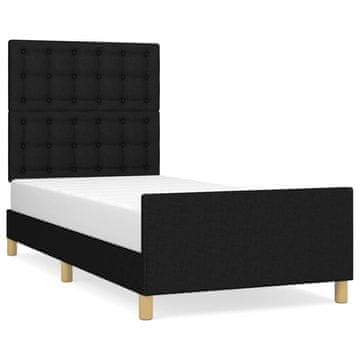 Vidaxl Posteljni okvir z vzglavjem črn 90x200 cm blago