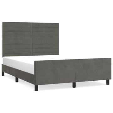 Vidaxl Posteljni okvir brez vzmetnice temno siv 140x190 cm žamet