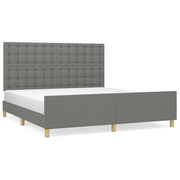 Vidaxl Posteljni okvir z vzglavjem temno siv 160x200 cm blago