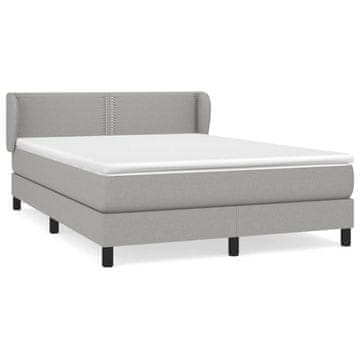 Vidaxl Box spring posteljni z vzmetnico svetlo siv 140x190 cm blago