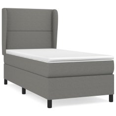 Vidaxl Box spring postelja z vzmetnico temno siva 90x190 cm blago