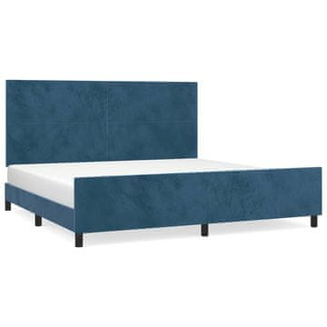 Vidaxl Posteljni okvir brez vzmetnice temno moder 200x200 cm žamet