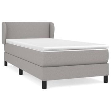 Vidaxl Box spring postelja z vzmetnico svetlo siva 90x190 cm blago