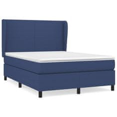 Vidaxl Box spring postelja z vzmetnico modra 140x200 cm blago