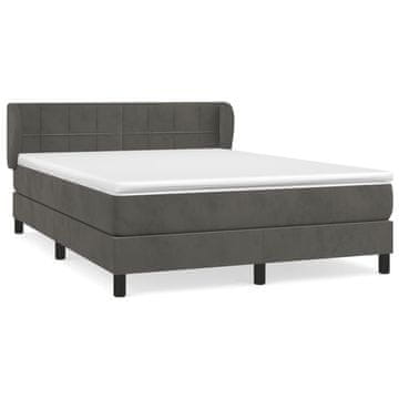 Vidaxl Box spring posteljni z vzmetnico temno siv 140x190 cm žamet