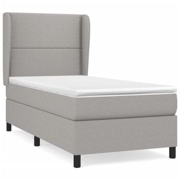 Vidaxl Box spring postelja z vzmetnico svetlo siva 90x200 cm blago