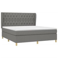 Vidaxl Box spring postelja z vzmetnico temno siva 160x200 cm blago