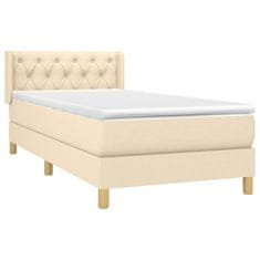 Vidaxl Box spring postelja z vzmetnico krem 80x200 cm blago