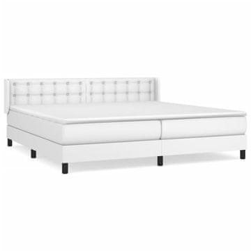 Vidaxl Box spring postelja z vzmetnico bela 200x200 cm umetno usnje