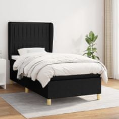 Vidaxl Box spring postelja z vzmetnico črna 100x200 cm blago