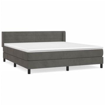 Vidaxl Box spring postelja z vzmetnico temno siva 180x200 cm žamet