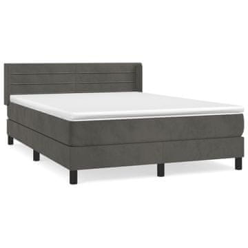 Vidaxl Box spring posteljni z vzmetnico temno siv 140x190 cm žamet
