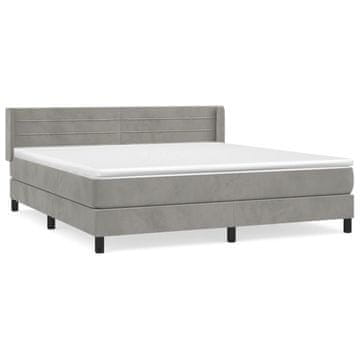 Vidaxl Box spring postelja z vzmetnico svetlo siva 180x200 cm žamet