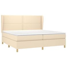 Vidaxl Box spring postelja z vzmetnico krem 200x200 cm blago