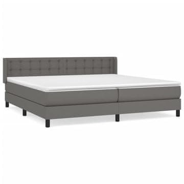 Vidaxl Box spring postelja z vzmetnico siva 200x200 cm umetno usnje