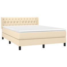Vidaxl Box spring postelja z vzmetnico krem 140x200 cm blago