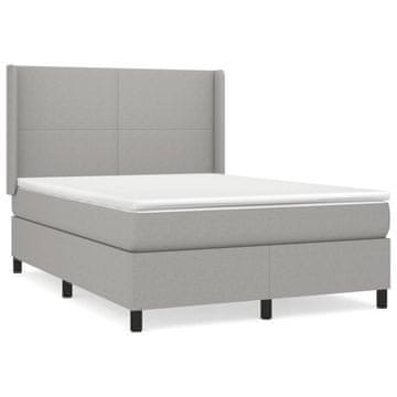 Vidaxl Box spring posteljni z vzmetnico svetlo siv 140x190 cm blago