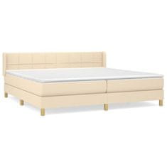 Vidaxl Box spring postelja z vzmetnico krem 200x200 cm blago