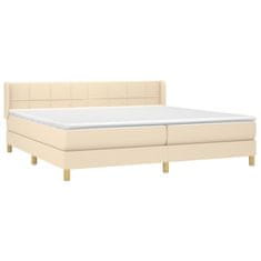 Vidaxl Box spring postelja z vzmetnico krem 200x200 cm blago