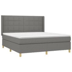 Vidaxl Box spring postelja z vzmetnico temno siva 160x200 cm blago