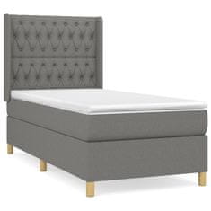 Vidaxl Box spring postelja z vzmetnico temno siva 90x200 cm blago