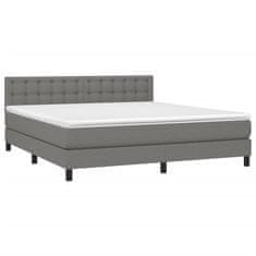 Vidaxl Box spring postelja z vzmetnico temno siva 180x200 cm blago