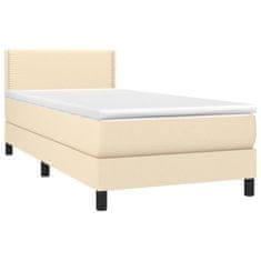 Vidaxl Box spring postelja z vzmetnico LED krem 90x200 cm blago