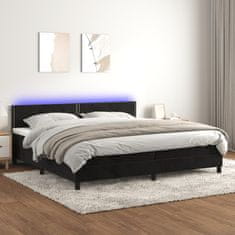 Vidaxl Box spring postelja z vzmetnico LED črna 200x200 cm žamet