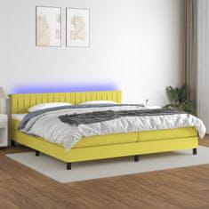 Vidaxl Box spring postelja z vzmetnico LED zelena 200x200 cm blago