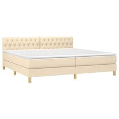 Vidaxl Box spring postelja z vzmetnico LED krem 200x200 cm blago
