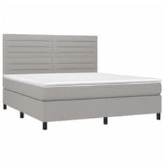 Vidaxl Box spring postelja z vzmetnico LED sv. siva 180x200 cm blago
