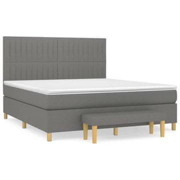 Vidaxl Box spring postelja z vzmetnico temno siva 160x200 cm blago