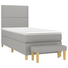 Vidaxl Box spring postelja z vzmetnico svetlo siva 80x200 cm blago