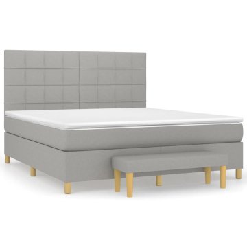 Vidaxl Box spring postelja z vzmetnico svetlo siva 160x200 cm žamet