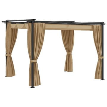 shumee vidaXL Paviljon z zavesami 3x3 m taupe jeklo