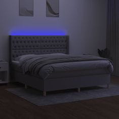Vidaxl Box spring postelja z vzmetnico LED sv. siva 180x200 cm blago