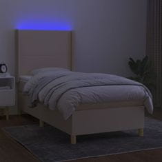 Vidaxl Box spring postelja z vzmetnico LED krem 80x200 cm blago