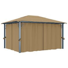 Vidaxl Paviljon z zaveso 400x300 cm taupe aluminij