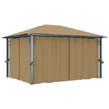 Vidaxl Paviljon z zaveso 400x300 cm taupe aluminij
