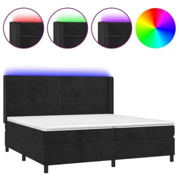 Vidaxl Box spring postelja z vzmetnico LED črna 200x200 cm žamet