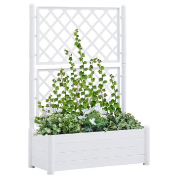 Vidaxl Vrtno cvetlično korito z oporno mrežo 100x43x142 cm PP belo