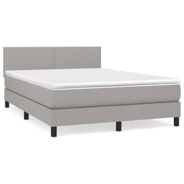 Vidaxl Box spring posteljni z vzmetnico svetlo siv 140x190 cm blago