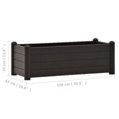 Greatstore Visoka greda PP antracitna 100x43x35 cm