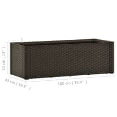 Greatstore Visoka greda z zalivalnim sistemom mocha 100x43x33 cm