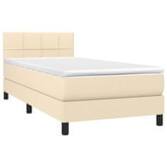 Vidaxl Box spring postelja z vzmetnico krem 90x200 cm blago