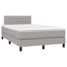 Vidaxl Box spring postelja z vzmetnico svetlo siva 120x200 cm blago