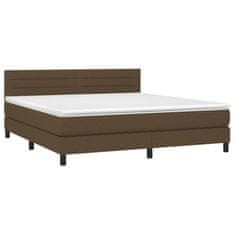 Vidaxl Box spring postelja z vzmetnico temno rjava 160x200 cm blago