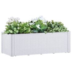 Greatstore Visoka greda z zalivalnim sistemom bela 100x43x33 cm