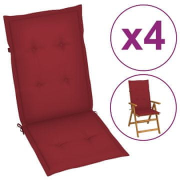 Vidaxl Blazine za vrtne stole 4 kosi vinsko rdeče 120x50x3 cm blago